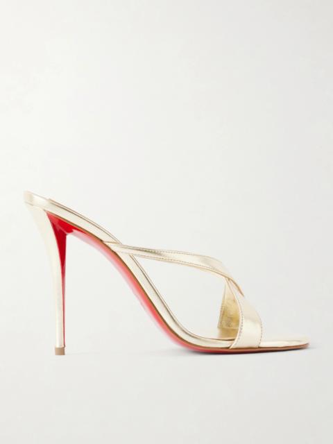 Christian Louboutin Mulazee Cross 100 Metallic Leather Mules