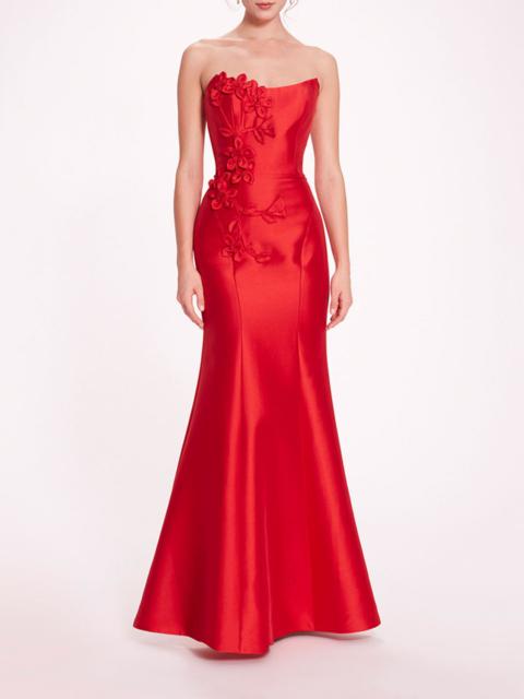 Marchesa FLORAL MIKADO GOWN