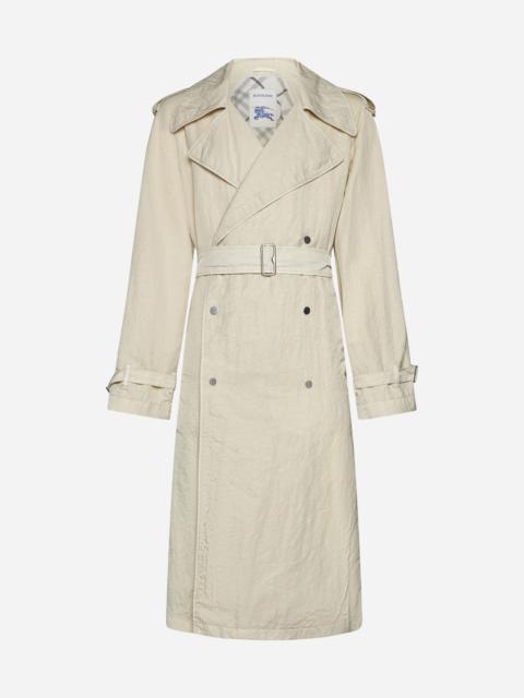 Double-breasted nylon trench coat