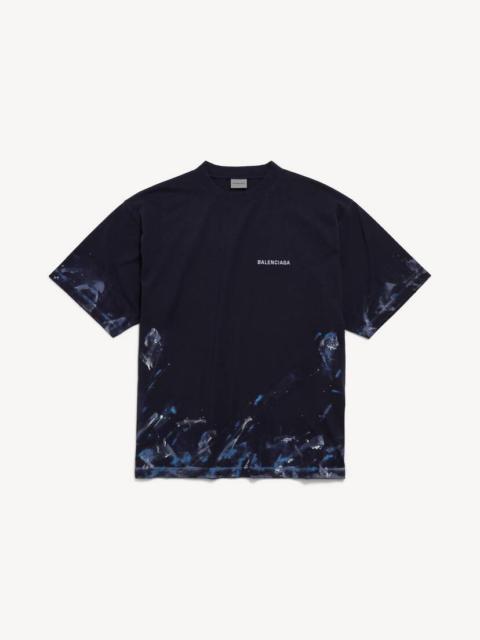 BALENCIAGA Men's Paint Splatter Medium Fit T-shirt in Navy
