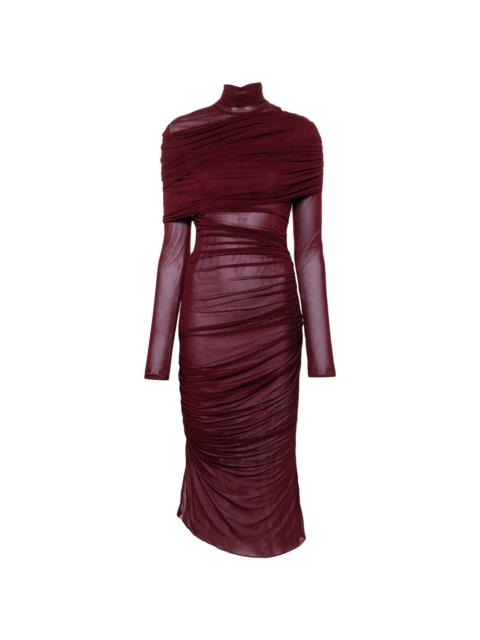 ruched midi dress