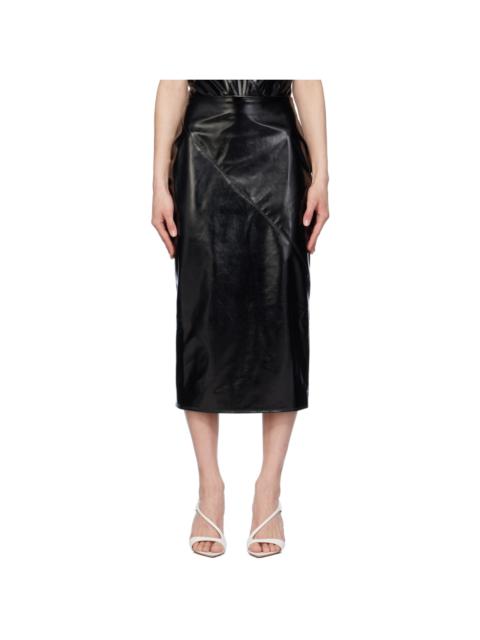 Black Kuana Faux-Leather Midi Skirt