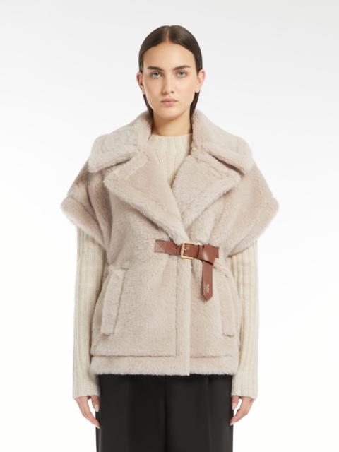 Max Mara NEWABAVO1 Short cape in alpaca and wool Teddy fabric