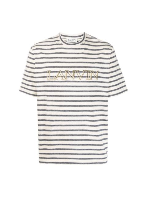 logo-embroidered striped T-shirt