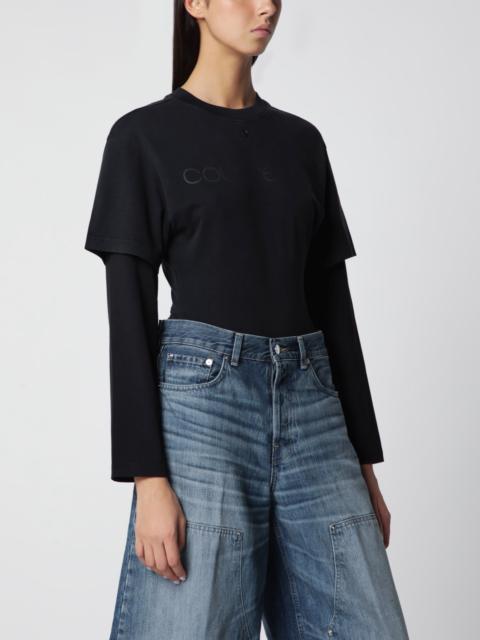 courrèges Black double-sleeve T-shirt