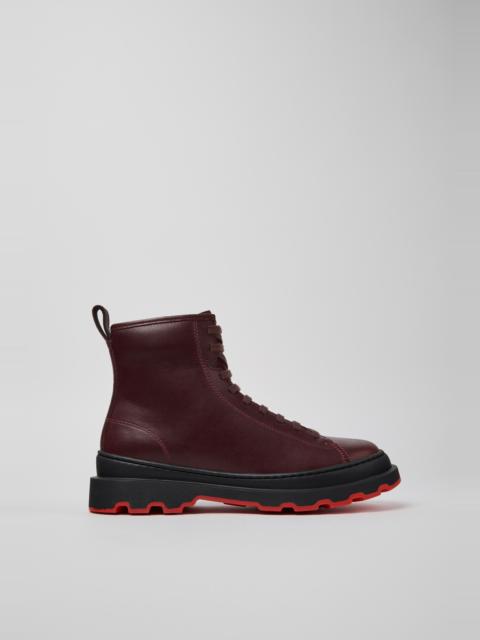 CAMPER Brutus+ Burgundy Leather Mid Boots for Women.