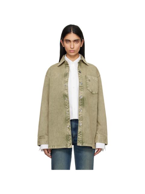 AMI Paris Green Cotton Ami de Coeur Denim Overshirt