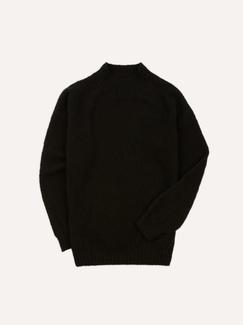 Drake's Black Brushed Shetland Mock Neck Jumper
