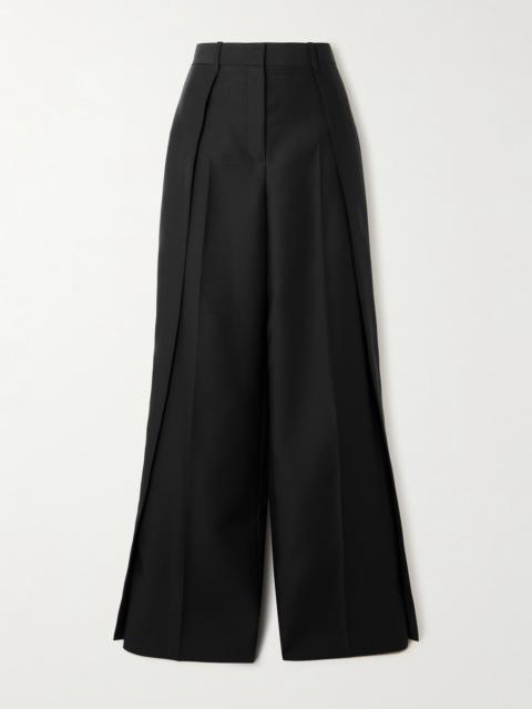 HEIRLOME Tova Pleated Wool And Silk-blend Faille Wide-leg Pants