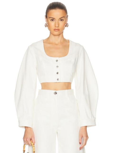 MATTHEW BRUCH Apron Leg Of Mutton Sleeve Crop Top