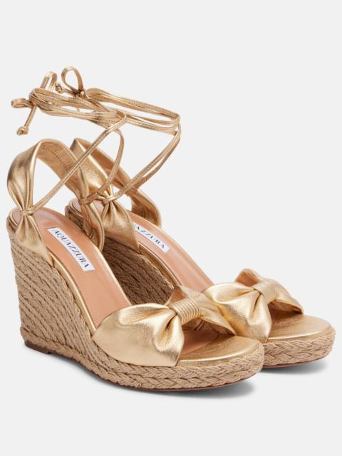 AQUAZZURA Carina metallic leather espadrille wedges