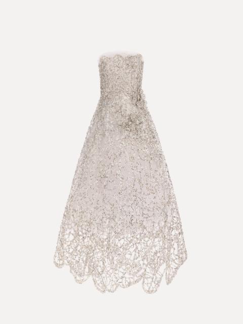 Oscar de la Renta CRYSTAL LEAVES EMBROIDERED GOWN