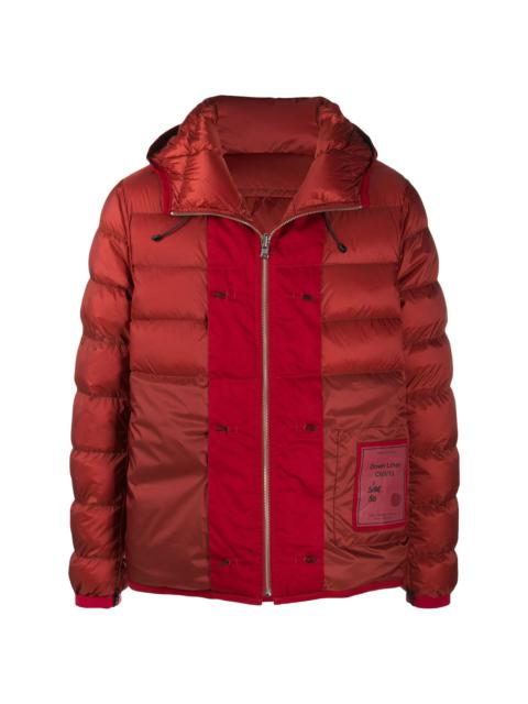 Ten C hooded contrast-panel puffer jacket