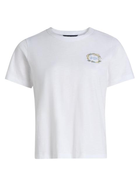 VERONICA BEARD Women's Carla Logo-Embroidered Cotton T-Shirt - White