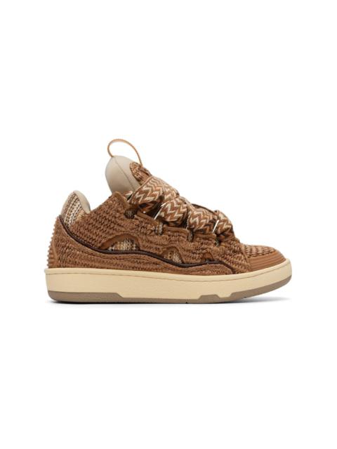 Lanvin Brown Faux-Raffia Curb Sneakers