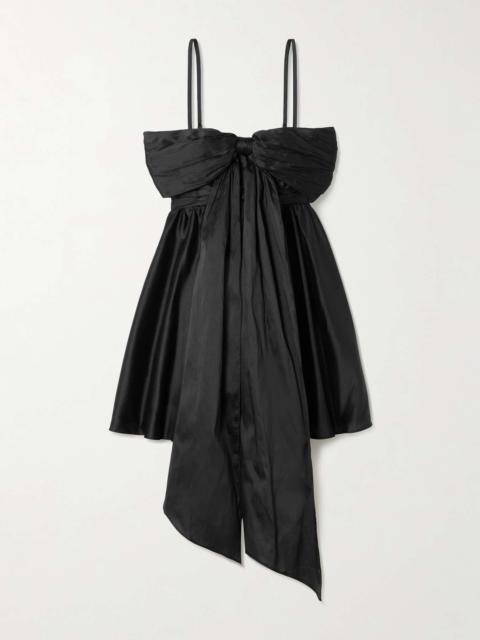 Aje. Scarlett bow-detailed satin-crepe mini dress Black