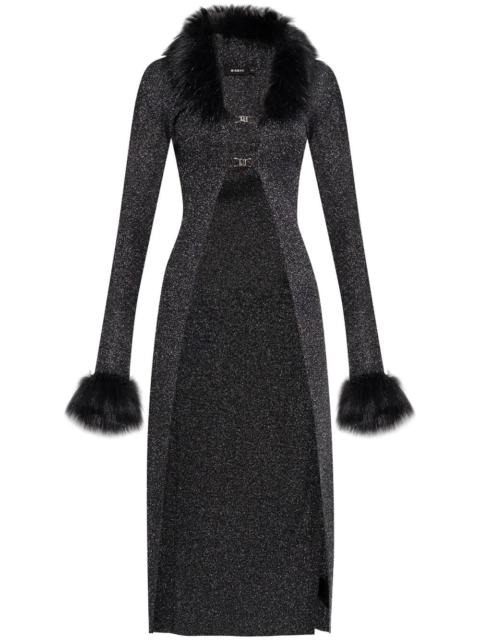 MISBHV faux-fur trim maxi cardigan