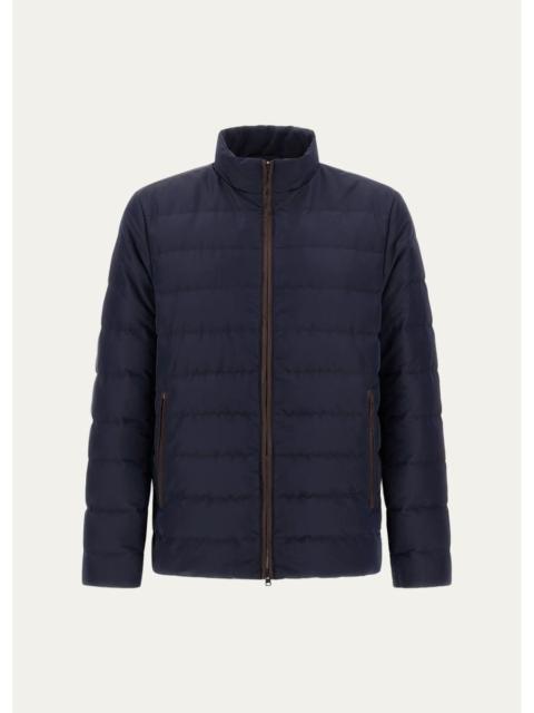Herno Men's Suede-Trim Nylon Bomber Jacket