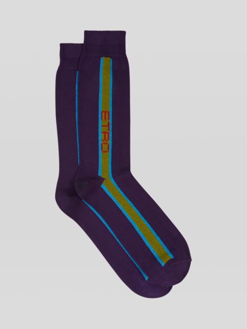 Etro SOCKS WITH VERTICAL STRIPE AND LOGO