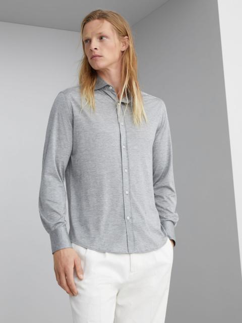 Brunello Cucinelli Silk and cotton jersey shirt with spread collar