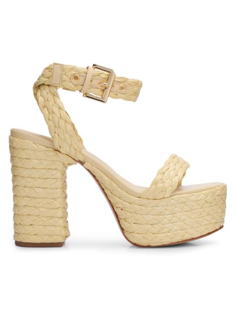 SCHUTZ Women's Ayana 120MM Leather Platform Sandals - Palha Natural Nibs