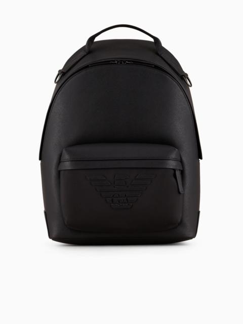ASV recycled nylon and regenerated Saffiano rounded backpack