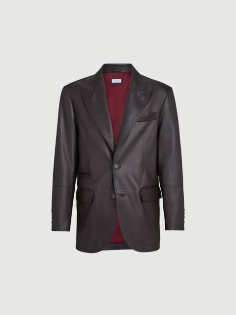 Brunello Cucinelli Matte calfskin blazer with peak lapels