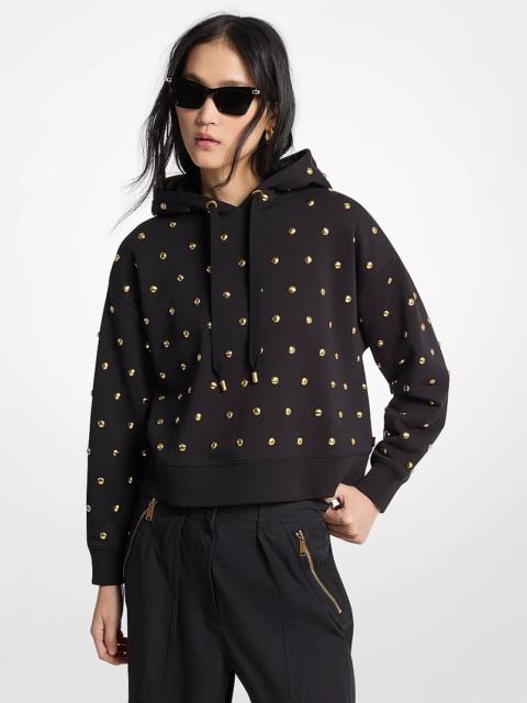 MICHAEL KORS Dome Studded Cotton Cropped Hoodie