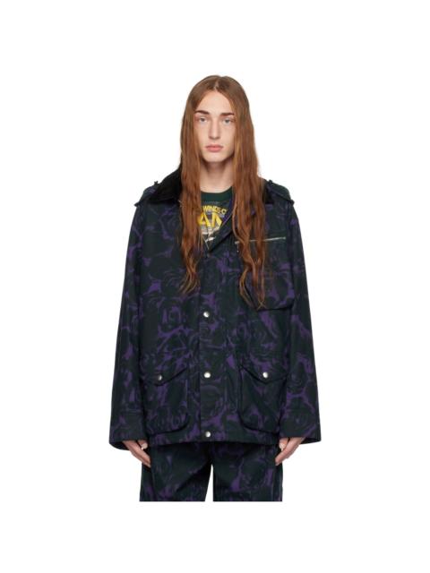 Burberry Purple & Green Rose Print Jacket