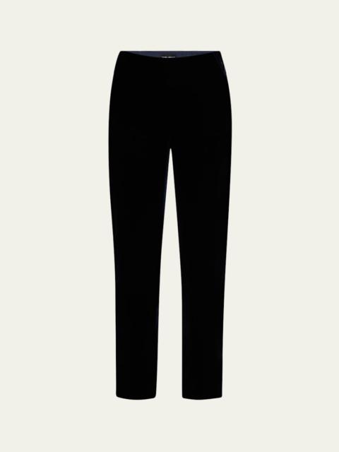 GIORGIO ARMANI Mid-Rise Slim-Leg Velvet Trousers