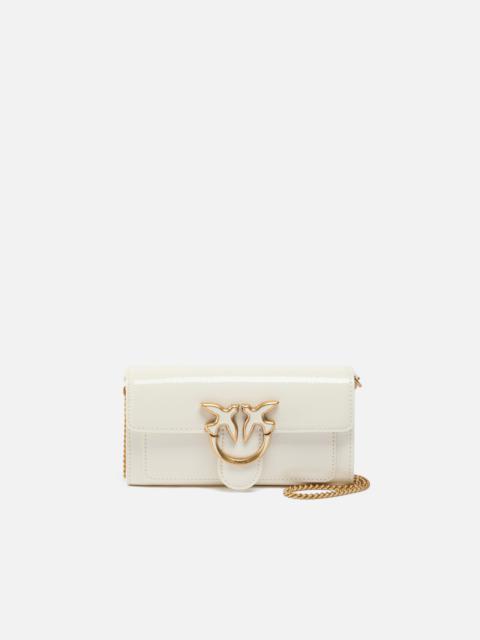 PINKO GLOSSY WALLET WITH SHOULDER STRAP WITH BIRD BUCKLE