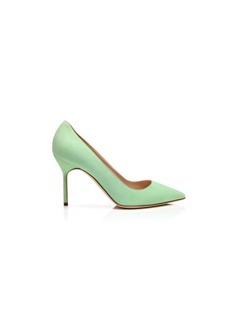Light Green Suede Pointed Toe Pumps