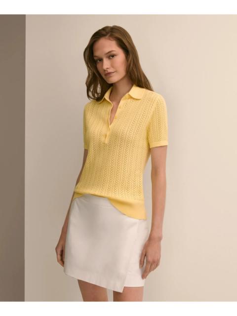 Brooks Brothers Cotton Blend Pointelle Polo Sweater
