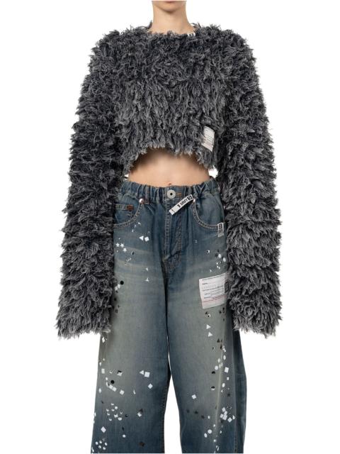Maison MIHARAYASUHIRO Bleached Shaggy Cropped Knit Sweater