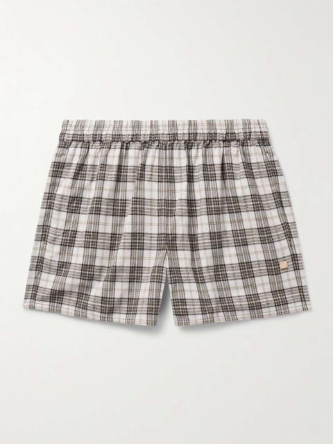 Acne Studios Roxx Straight-Leg Logo-Appliquéd Checked Organic Cotton-Flannel Shorts