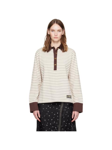 GANNI Beige Stripe Polo