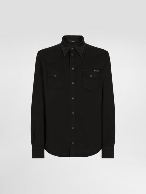 Dolce & Gabbana Coated black stretch denim shirt