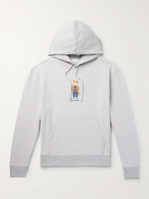 Maison Kitsuné Logo-Appliquéd Printed Cotton-Jersey Hoodie