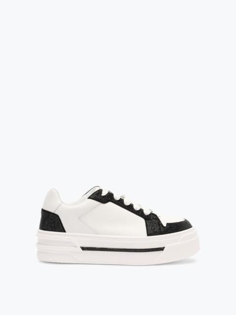 RENE CAOVILLA XTRA WHITE-BLACK SNEAKER WITH CRYSTALS 50