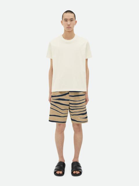 Animal Print Cotton And Linen Shorts