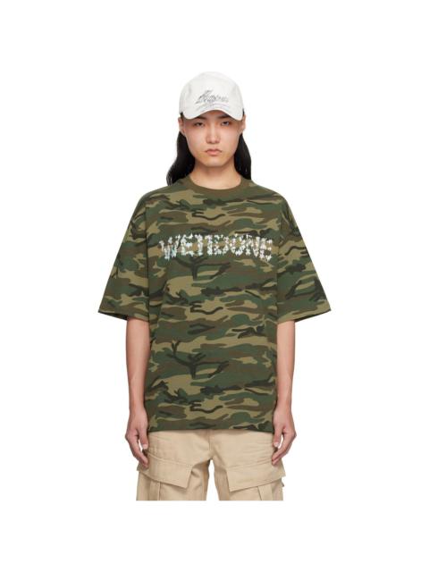 We11done Khaki Sparkle Logo T-shirt