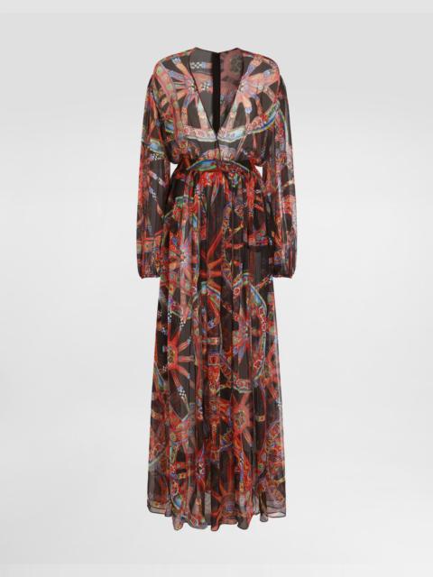 Dolce & Gabbana Carretto-print chiffon long dress