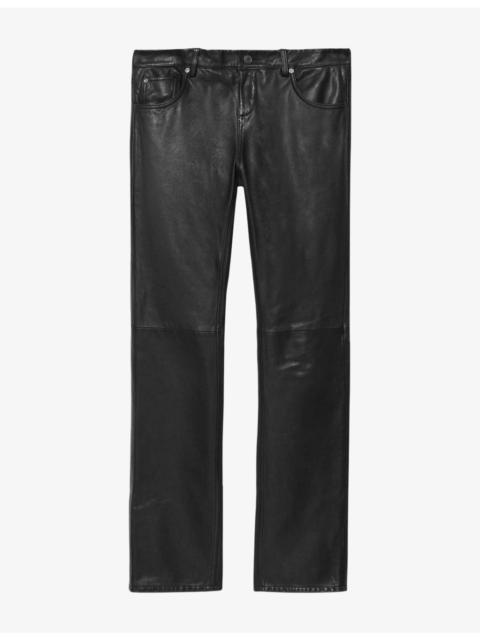 ALLSAINTS Riella Bootcut-Leg Low-Rise Leather Trousers