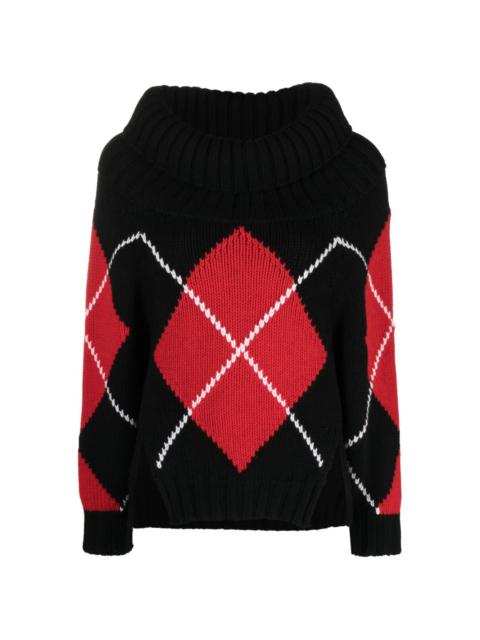 argyle-patterned wool jumper