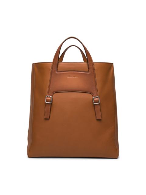 Santoni Brown leather handbag