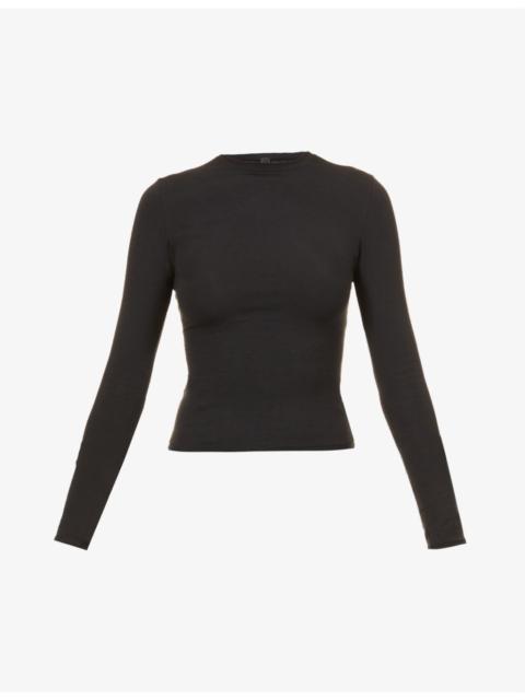 SKIMS Round-neck long-sleeve stretch-cotton jersey top