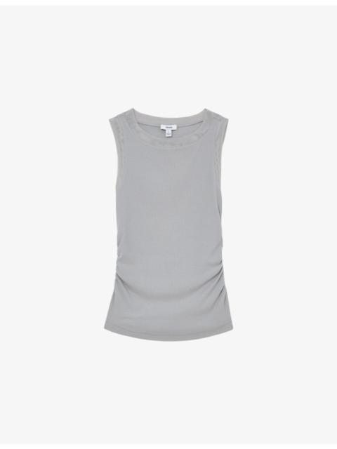 REISS Trinny Side-Ruched Stretch Cotton-Blend Vest