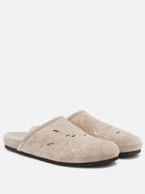 Brunello Cucinelli Sequined suede slides