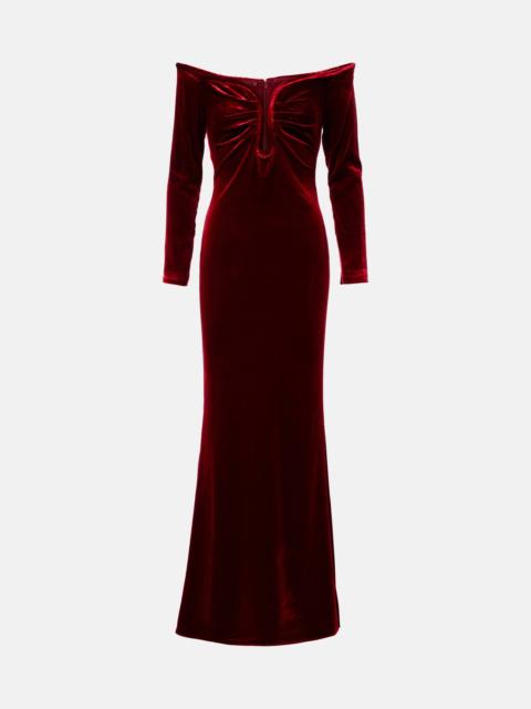 ROLAND MOURET Off-shoulder velvet gown