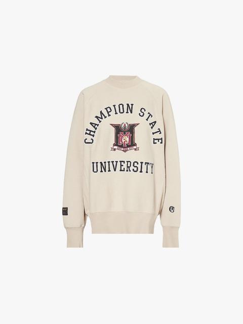 Champion Text-appliqué relaxed-fit cotton-blend jersey sweatshirt